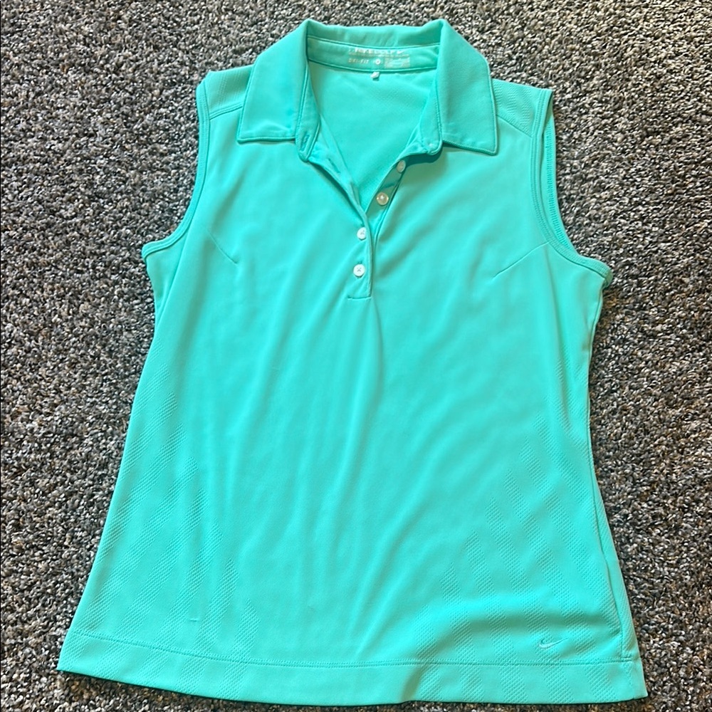 Nike Green Fitted Sleeveless Polo Tank